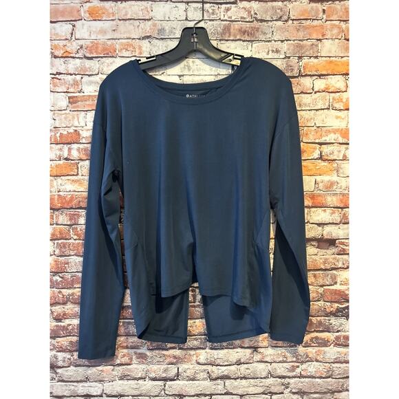 Athleta teal blue Essence Twist Long Sleeve Constellation top shirt Womens small - Picture 1 of 6